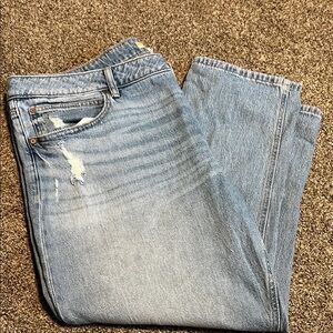 Light Blue Women's Distressed Straight-Leg Jeans